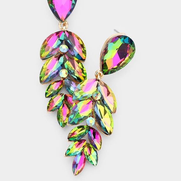 Tear drop marquise crystal drop earrings - Picture 2 of 3